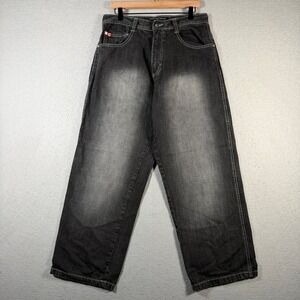 Vintage Southpole Mens Jeans Black Wash Relaxed Fit Size 32x29 Red Tab Y2K